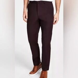 Michael‎ Kors Mens Classic Fit Cotton Stretch Pants Blackberry 36Wx30L E091318